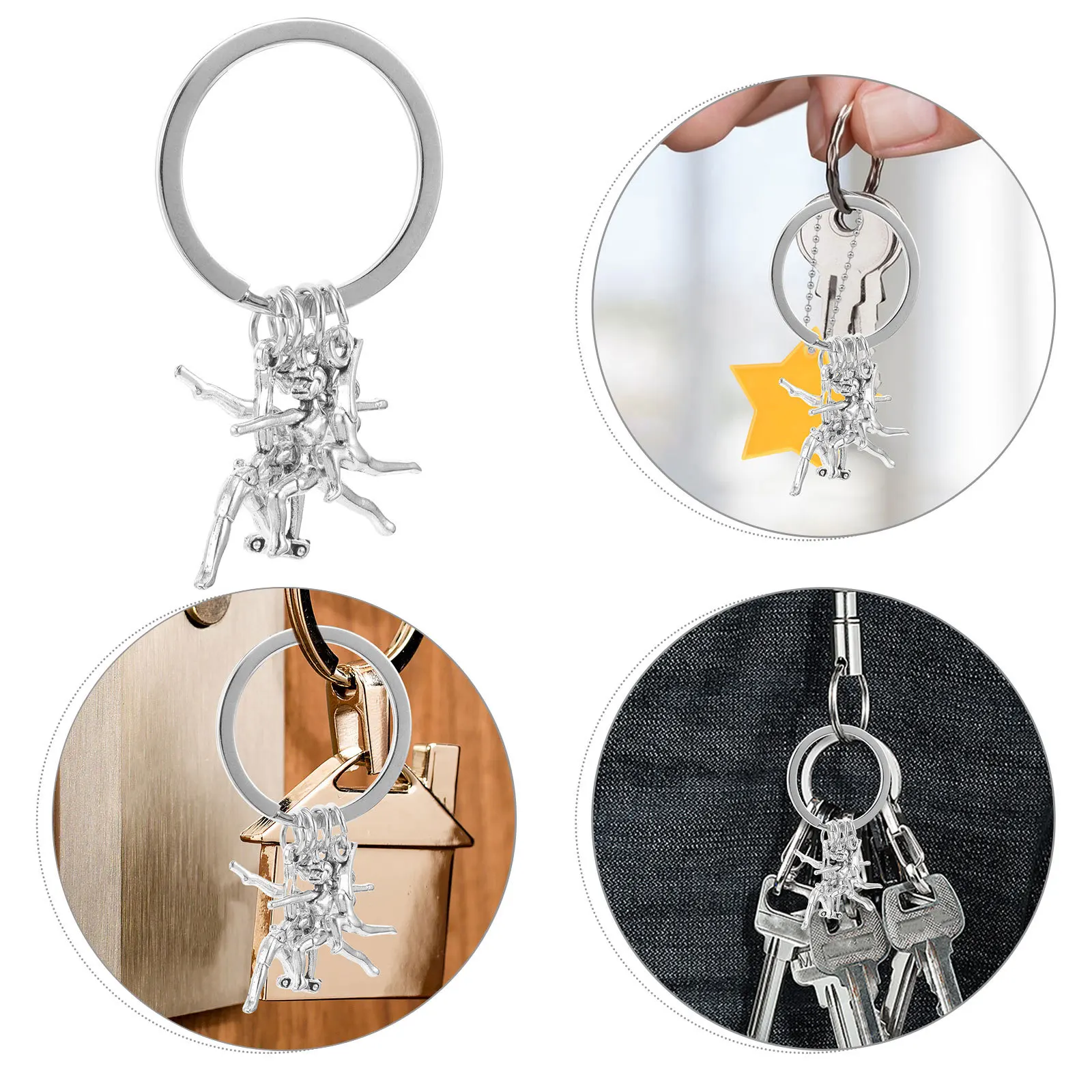 

Cute Zinc Alloy Gymnastics Keychain Pendant Sports Key Holder Charm Roller Skate Accessory Durable Wear-Resistant Ornament