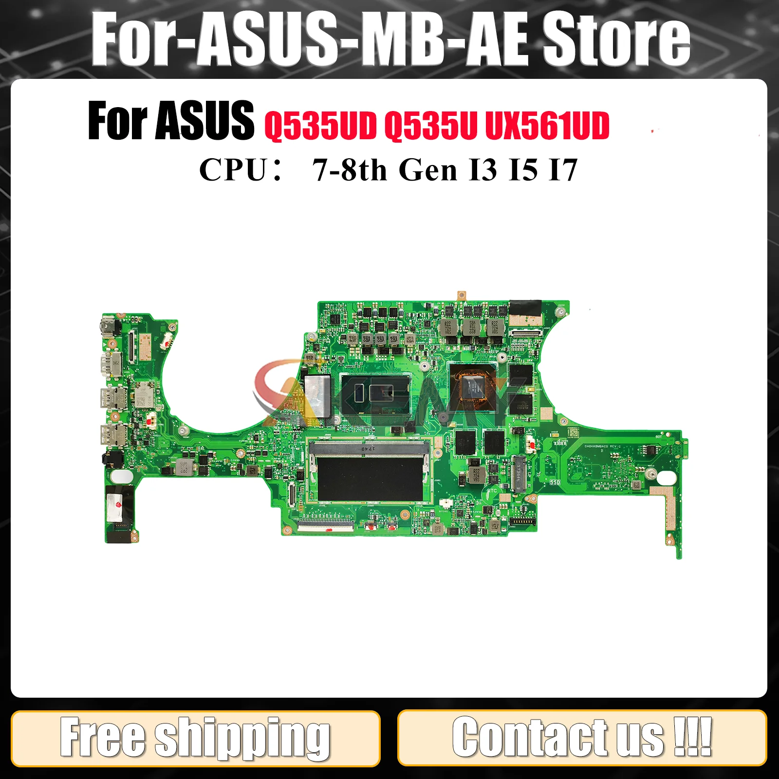 

UX561UD Laptop Motherboard For ASUS ZenBook Q535UD UX561U UX561UD Q535U UX561UA Mainboard With I3 I5 I7 CPU 100% tests OK stk