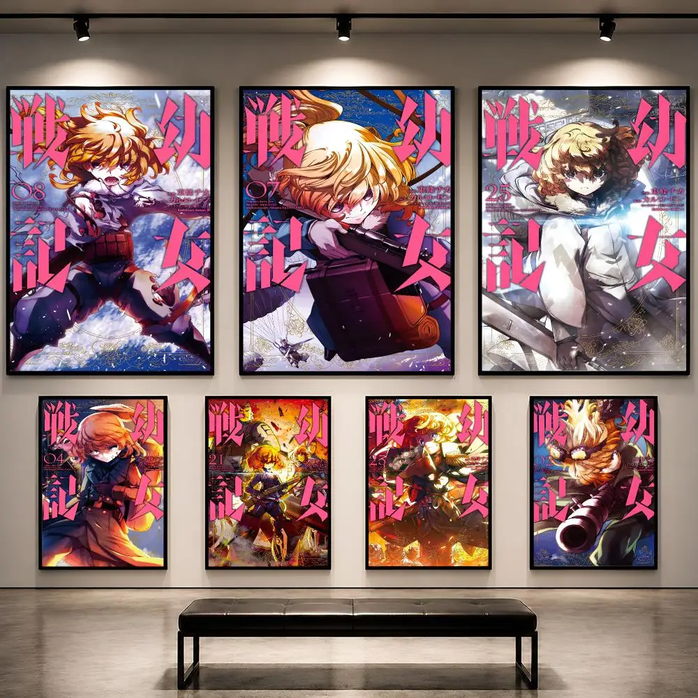 Anime Saga Of Tanya The Evil Poster Removable PP Decorative Poster Water-Resistant Print Apartment Dorm Office Cafe Gift