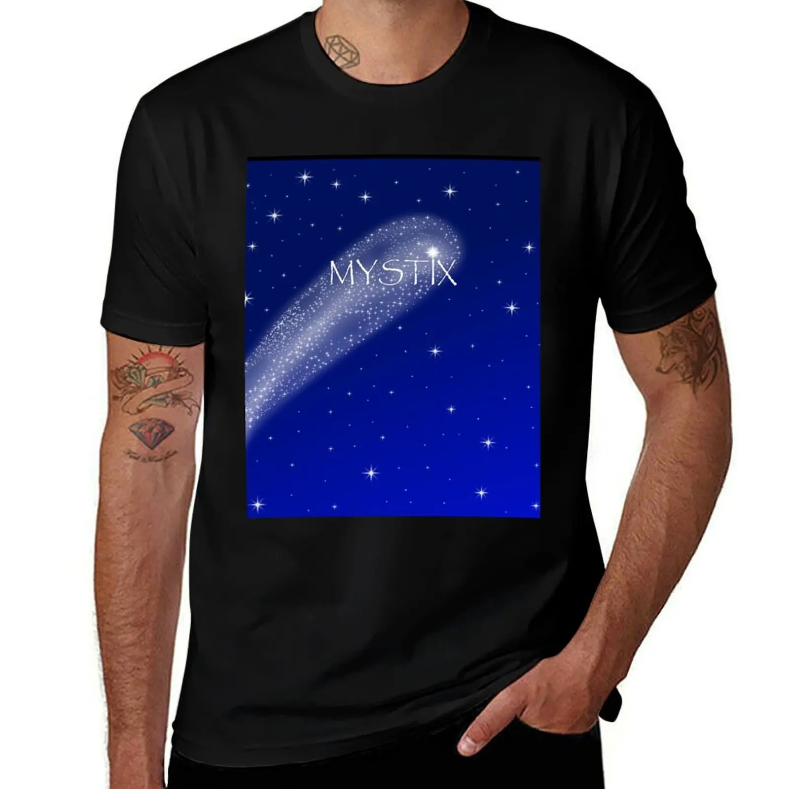 

Mystix brand Comet flying through stars design T-Shirt t shirts for man cotton funny man t shirt cotton