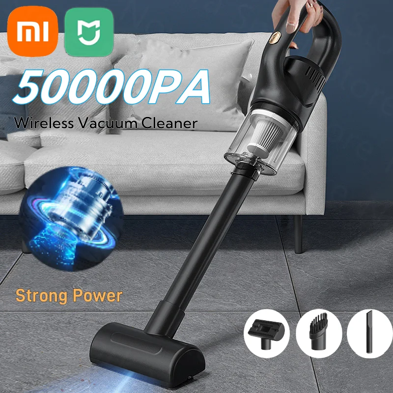 Xiaomi-aspiradora de coche inalámbrico, Robot de limpieza de mano inalámbrico de 50000Pa, aspiradoras automáticas, fuerte succión para el hogar y el coche