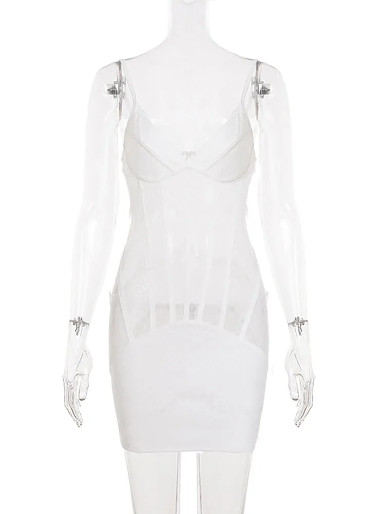 Fantoye مثير شير الدانتيل شبكة المرقعة المرأة فستان قصير السباغيتي حزام عارية الذراعين سليم ألف خط فستان الشارع الشهير سيدة ملابس الحفلات #6