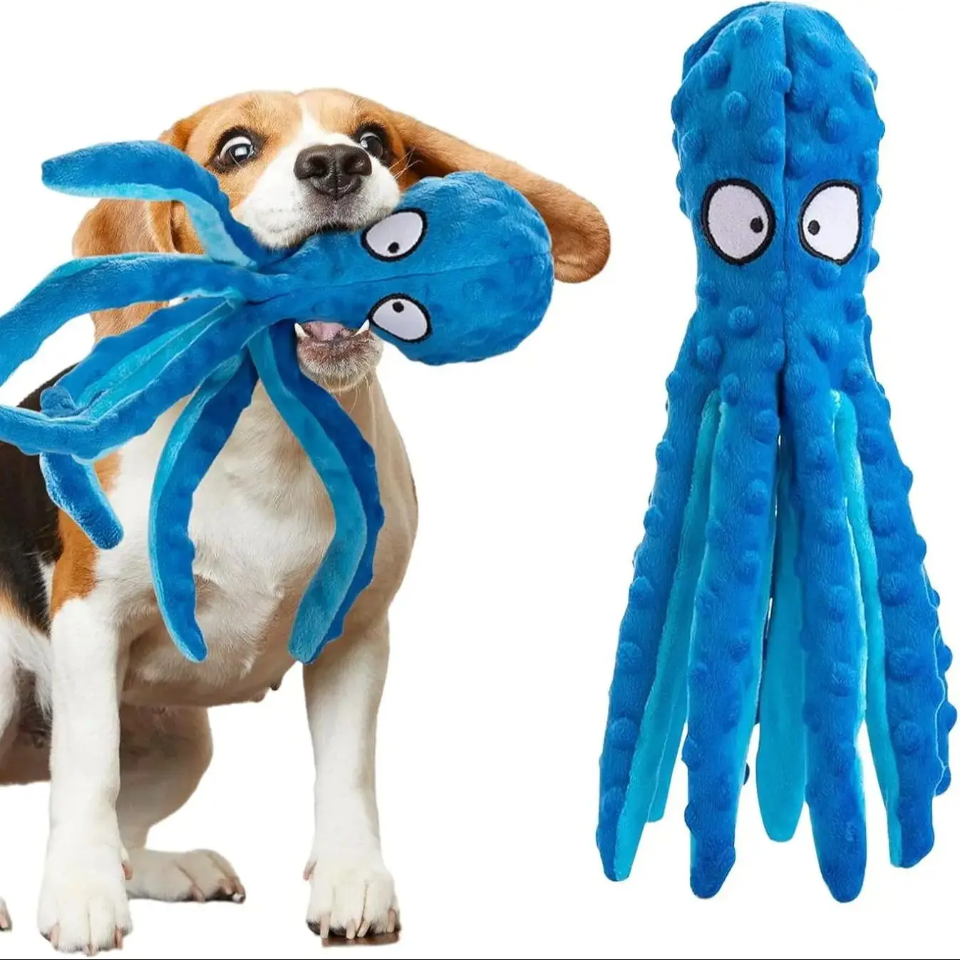 Juguete chirriante para perros, pulpo divertido, juguete interactivo para masticar para perros pequeños y grandes, sin relleno, productos inteligentes resistentes a mordeduras para mascotas