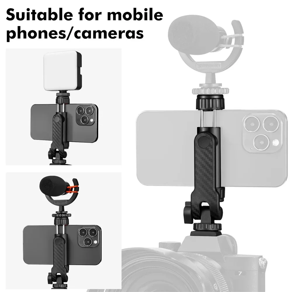 Multi-functional 360° Rotatable with Dual Cold Shoe Moun Phone Holder Phone Tripod Mount for Smartphone Vlog Selfie Live Stream