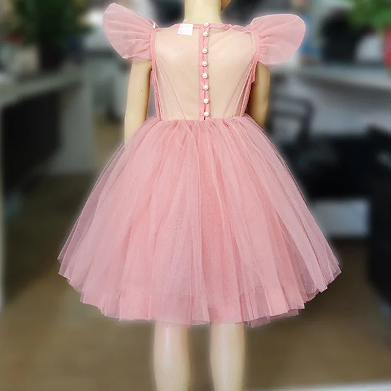 Teenage Girls Dress Children\'s Clothing Party Elegant Princess Long Tulle Baby Girls Kids Lace Wedding Ceremony Dresses