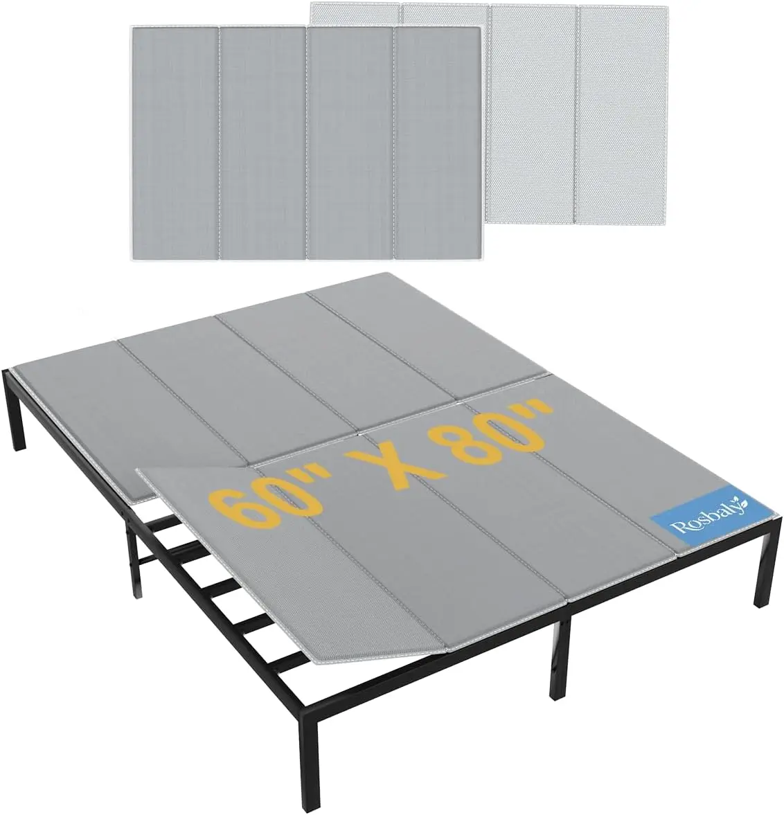 Queen Size Bunkie Board, 60 x 80 in, 10mm Low-Profile Mattress Support Board with Full Non-Slip Base, Under-Mattress Support for Platform Beds, Metal Slats & Slatted Frames