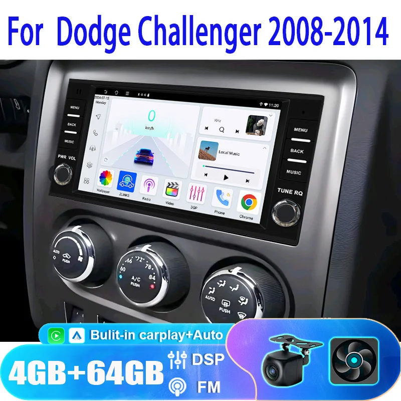 

7” For Dodge Challenger 2008-2014 Android Car Multimedia wireless Carplay Android Auto GPS stereo Radio Video Palyer Head Un