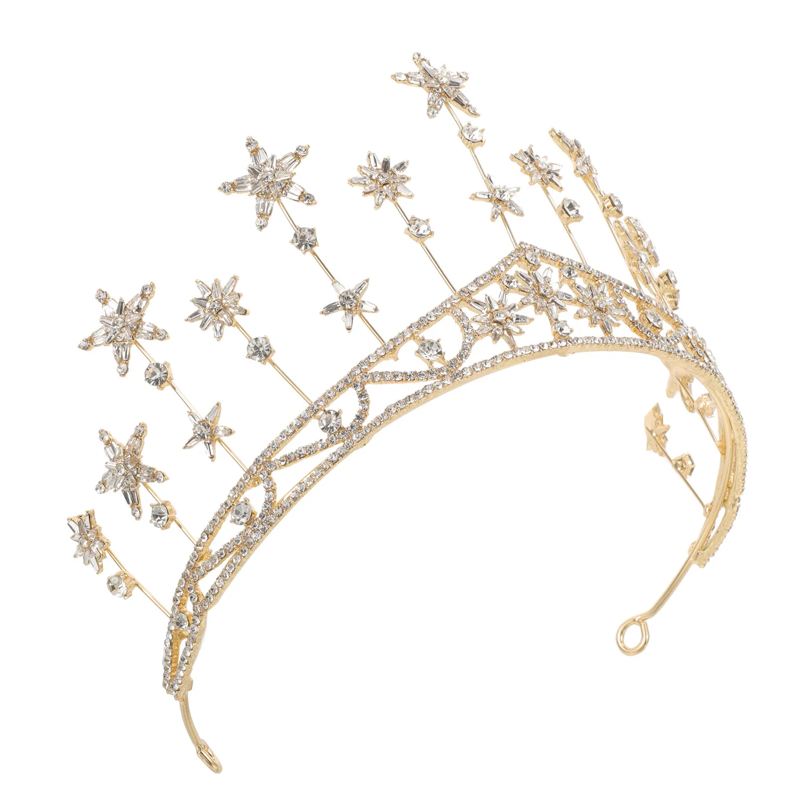 

1Pcs Crystal Crown Handmade Bridal Hairband Star Shaped Vintage Hair Decor for Brides Girls Photo Prop Banquet Chic Headdress