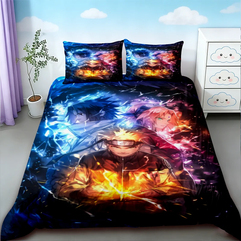 

3pcs Duvet Cover Naruto Cartoon Bedding Set Quilt Cover Twin Full Single Size Bedroom Decor Children Birthday Gifts