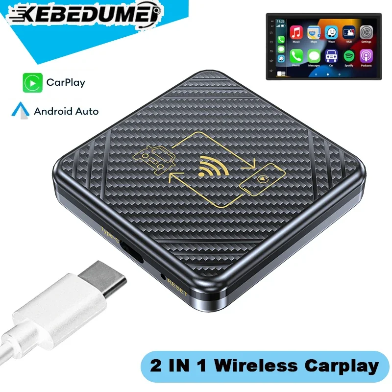 

Wireless Car Carplay Android Auto 2 In 1 Smart Box Bluetooth 5.0 Wireless Adapter Universal Plug and Play Wifi Fast Connect