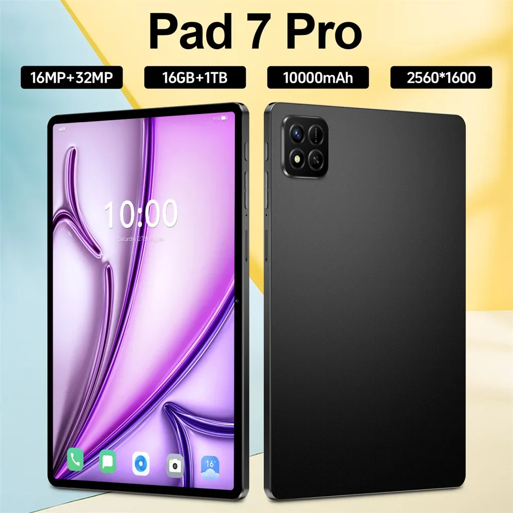 تابلت 2026 Pad 7s Pro الإصدار العالمي 4G 5G ثنائي الشريحة 10000mAh تبويب 10.1 بوصة شاشة 16GB + 1 تيرا بايت أجهزة لوحية للأطفال أندرويد 15 أقراص