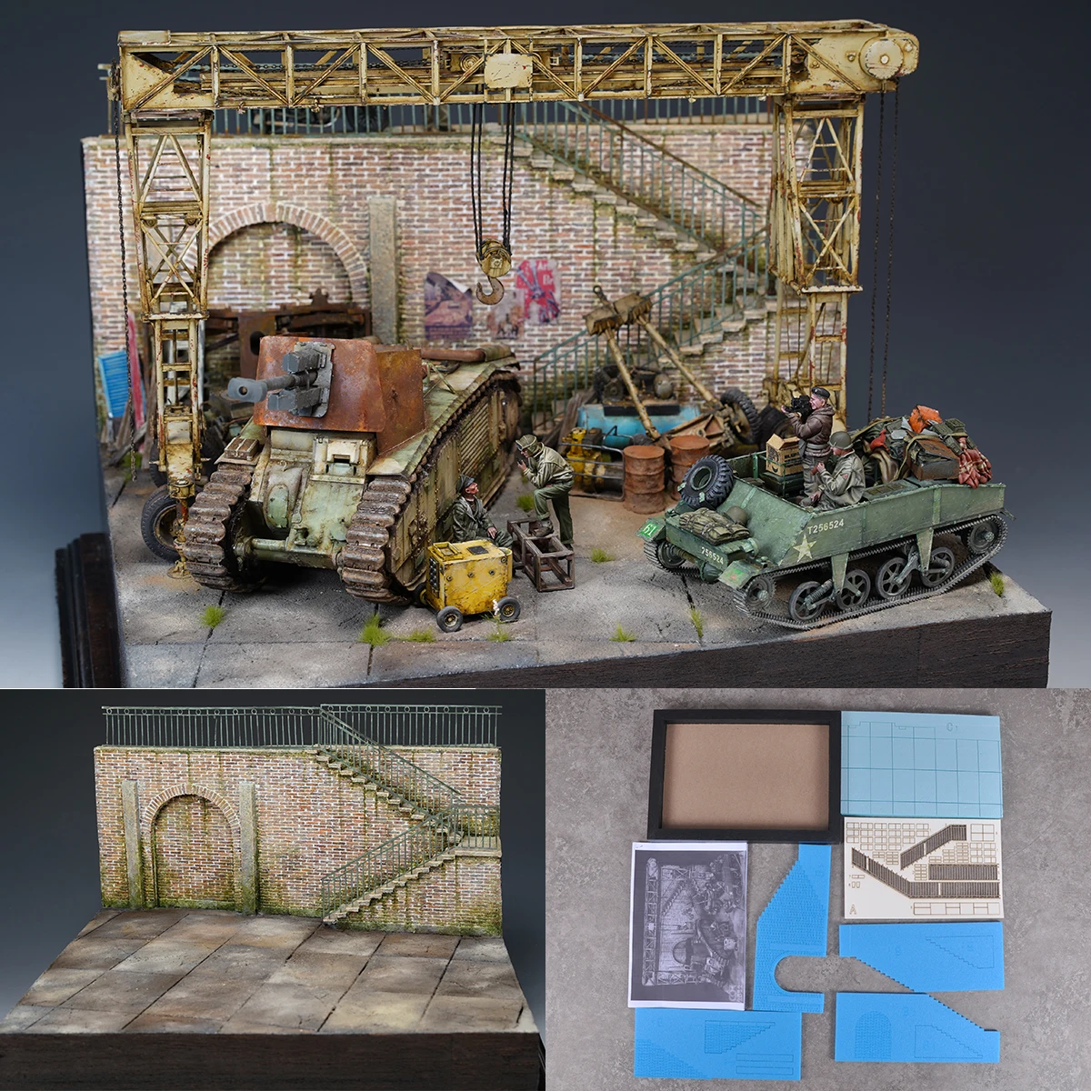 

Assembly Architectural Building model sand table Outdoor factory workshop diorama Scale model kit tank Display Base stand 1/35