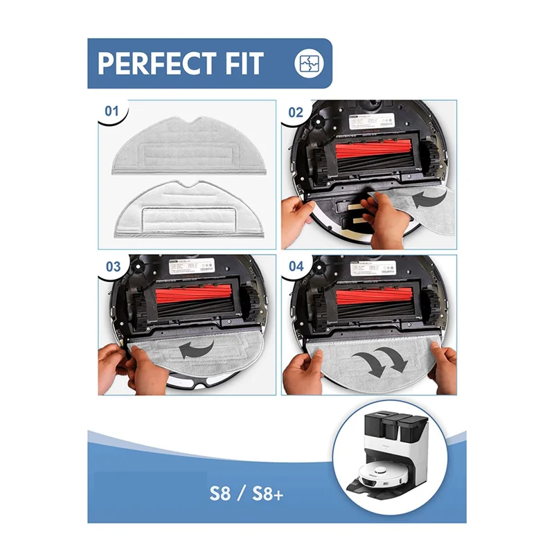 Escova lateral principal filtro hepa esfregão pano almofada para roborock s8 s8 plus s8 + s8 pro ultra replacement-A77G