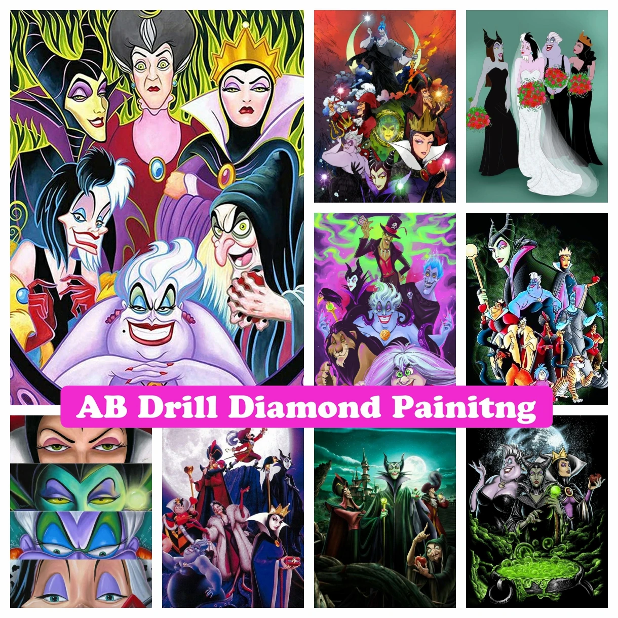 

Disney Villains 5D DIY AB Drills Diamond Painting Mosaic Cartoon Embroidery Cross Stitch Rhinestone Handmade Craft Home Decor