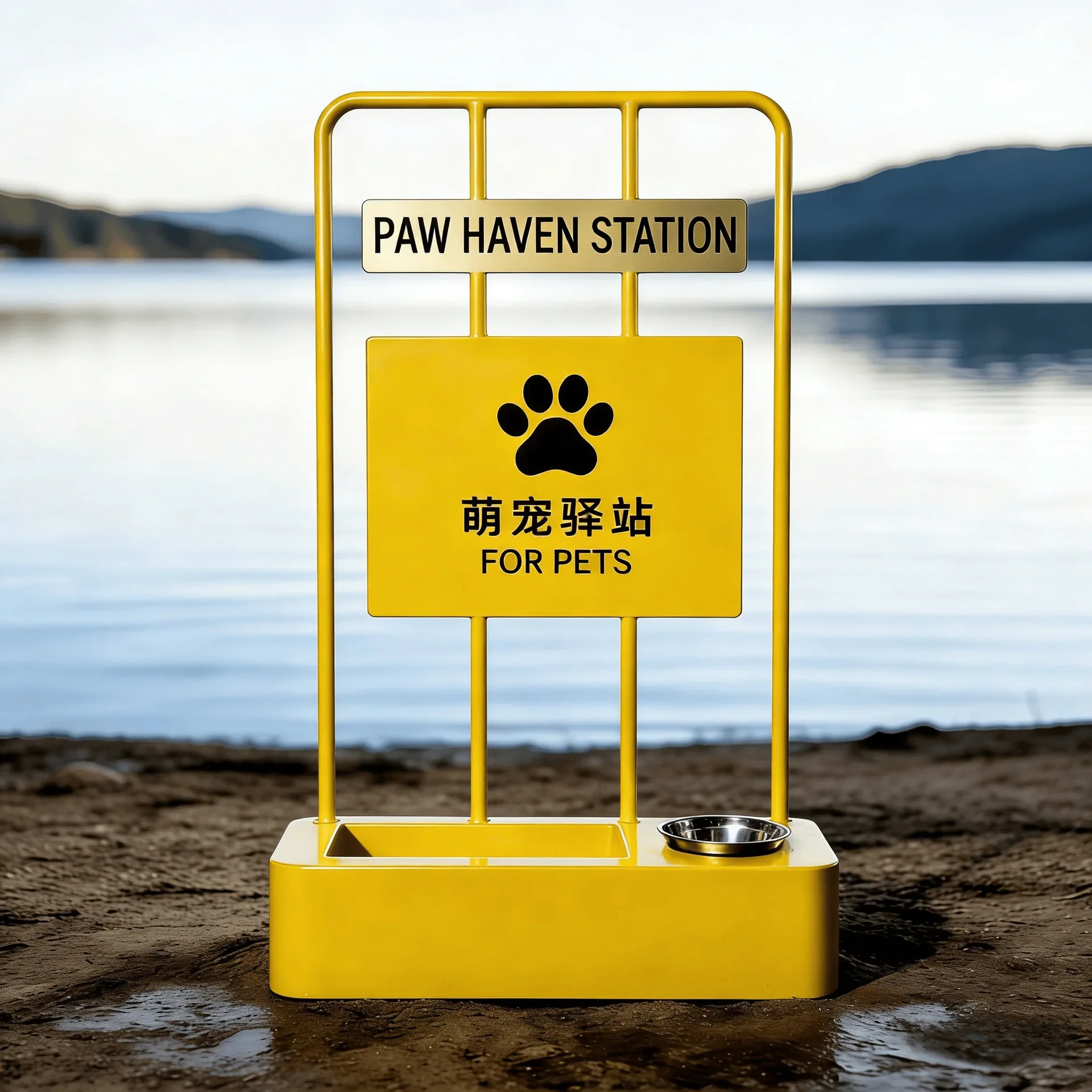 Outdoor simple art, high-end sense, pet-friendly brand, commercial street, coffee shop, homestay, cute pet rest station