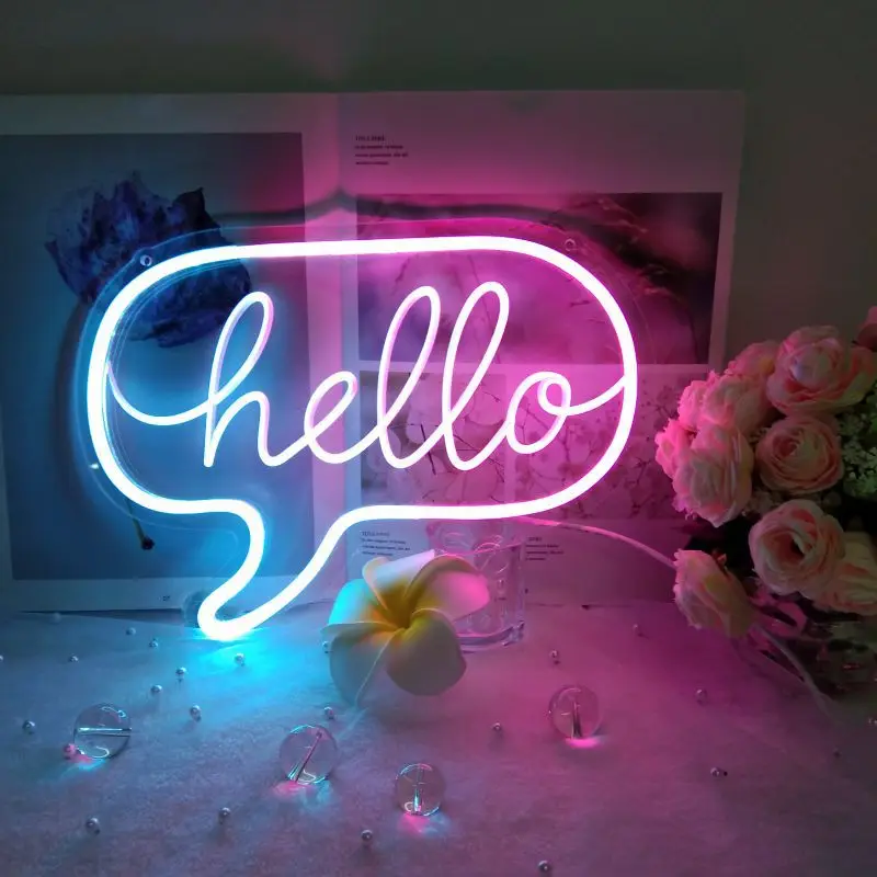 Hello LED Neon Light Sign Letters Neon Sign Wedding Holiday Christmas Party Wedding Decorations Home Wall Decor Neon Lamp Gifts