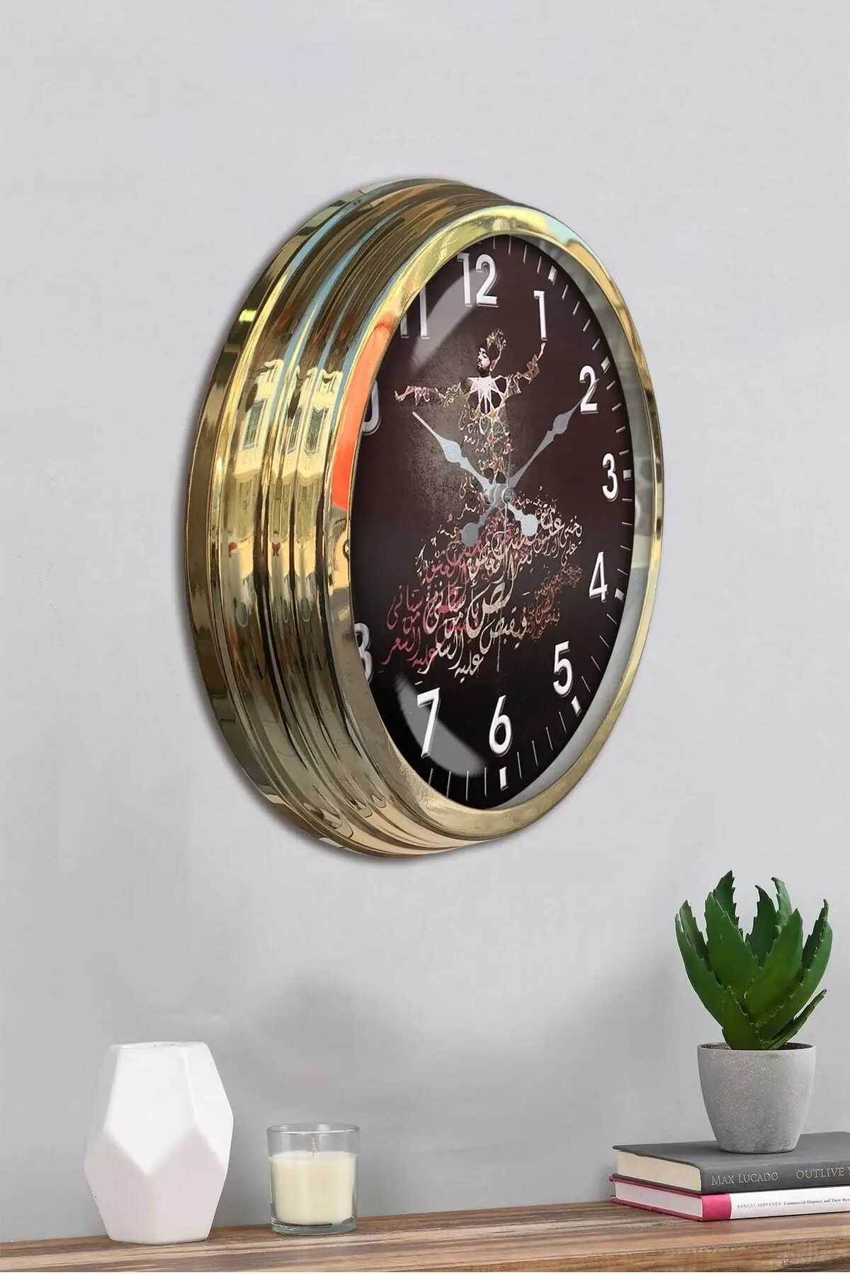 DOLBOVI wall clock 40 Cm Metal Gold color religious model