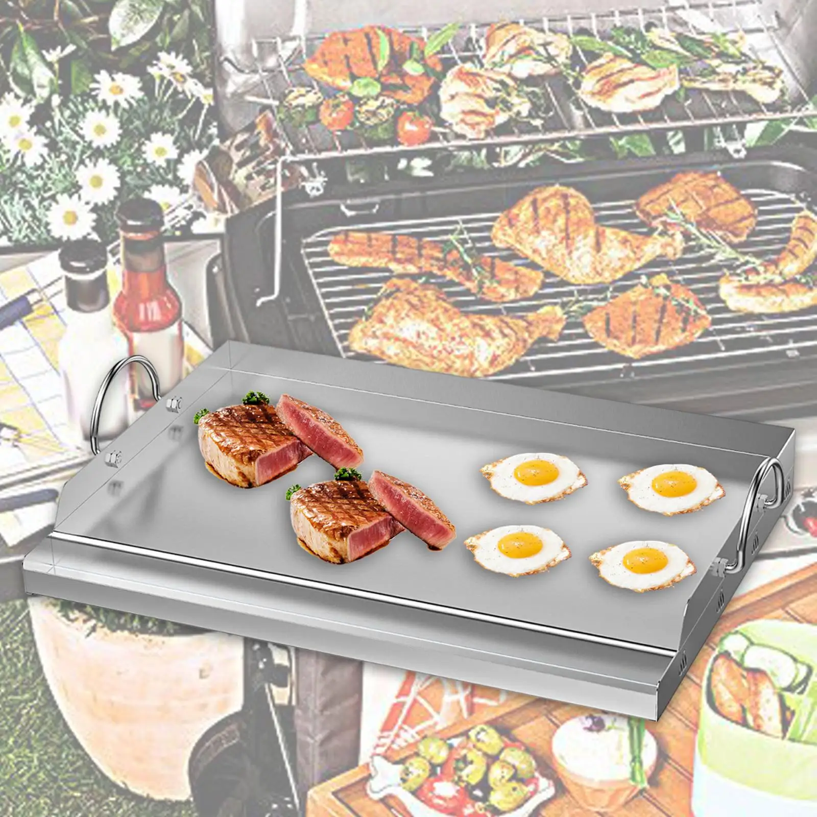 

Stainless Steel Cooking Griddle Grilling Cookware for Parties Camping Grills