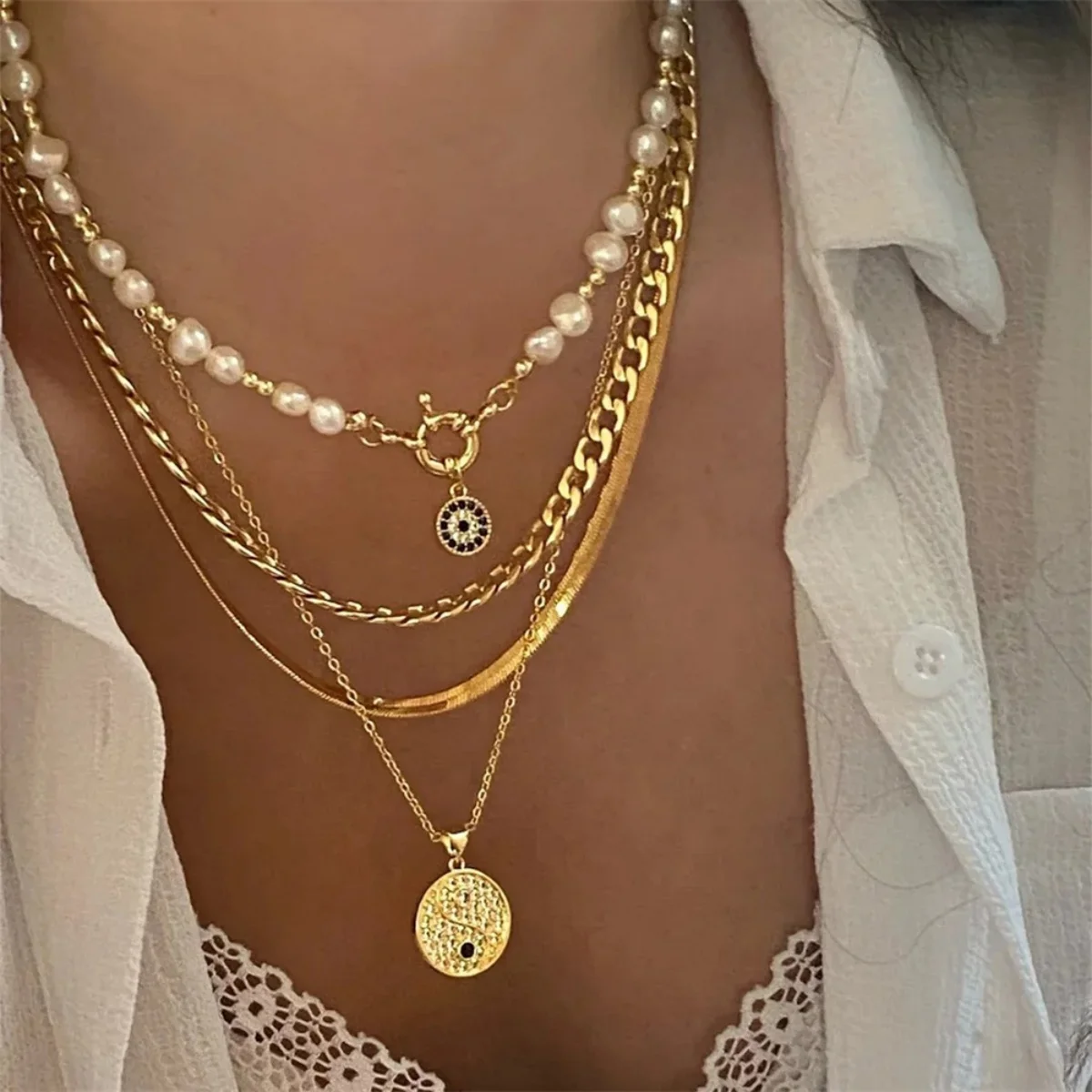 Lucky Double Evil Eye ketting voor vrouwen ketting Turkse oog hanger ketting voor mannen partij sieraden cadeau