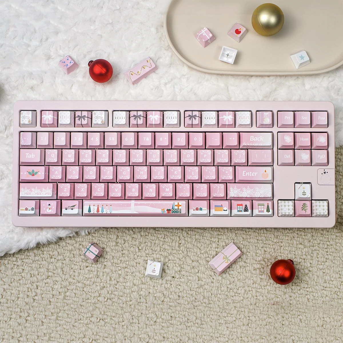 

152 Keys Christmas Theme Complete set PBT Five sided Dye-Sublimate cherry profile keycap Sets For Mechanical keyboard 64/87/98