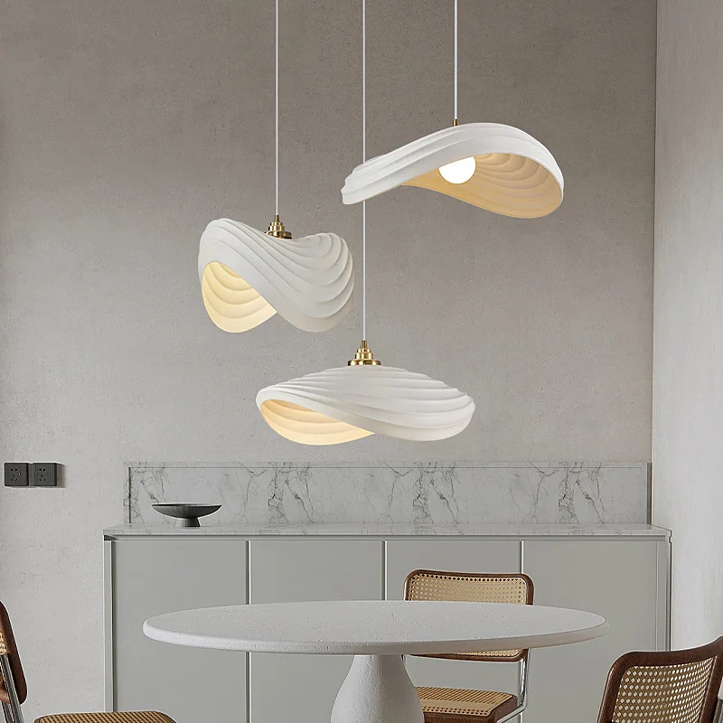 

Nordic Wabi Sabi LED Pendant Light Dining Room Kitchen Cafe Cream Style Pendant Lamp Restaurant Bar Loft Home Hanging Chandelier