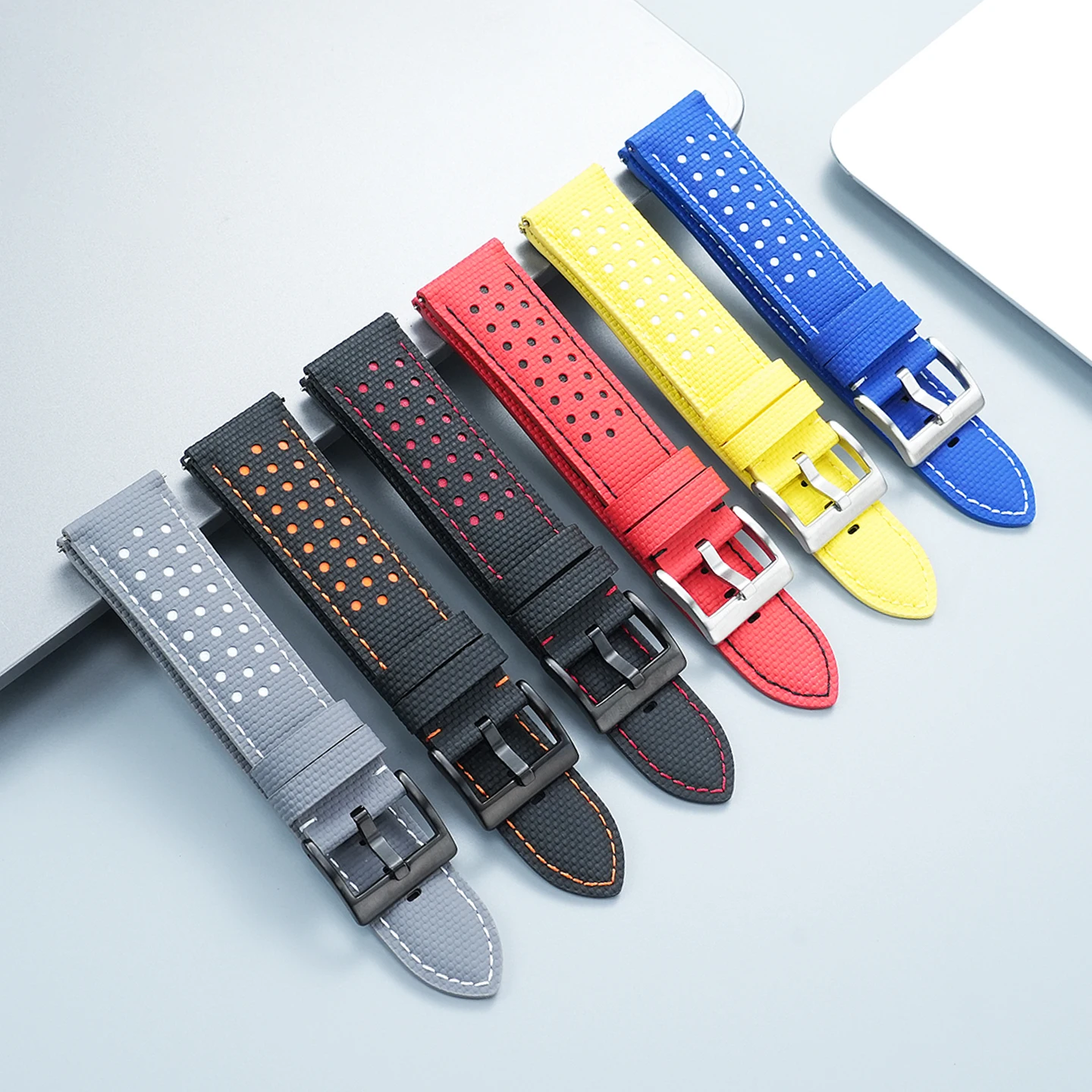 20mm 22mm FKM Fluorine Rubber Watch Band For Omega Seamaster 300 600 Breathable Calfskin Back Waterproof Strap Accessories