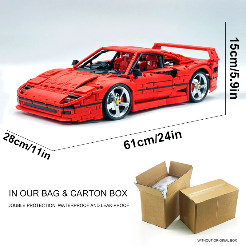 X001 Technical Red F40 Super Sports Car Compatible MOC-140629 Vehicles Building Blocks Bricks Puzzle Toy Christmas Gift For Kids