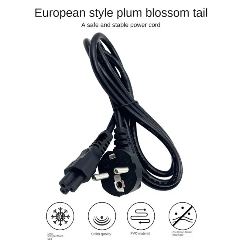 EU Universal Adapter Cable 3 Prong 2 Pin Laptop Power Cord Charge Adapter Cable Computer Cables Connectors