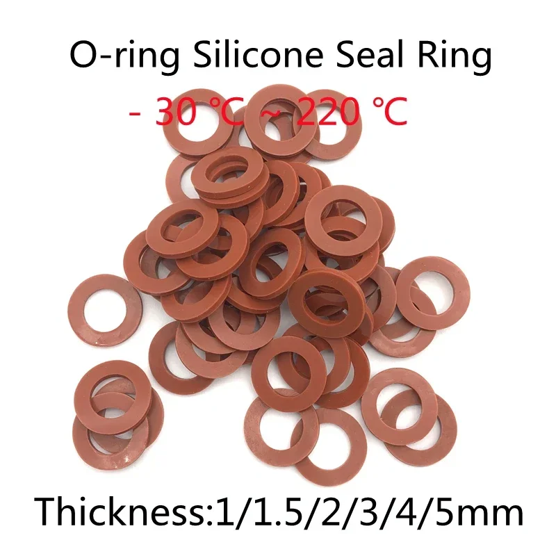 1/2/3mm Thick Silicone Rubber Flat Gaskets Outer Dia 4mm-36mm Black Red Food Grade Silicon O Rings Seal Washers Sealing Ring