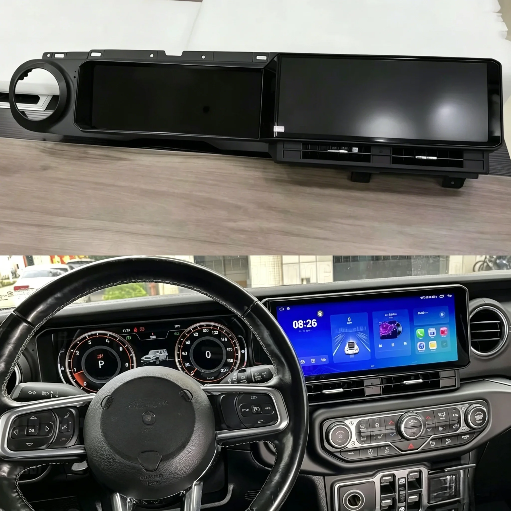 

12.3 inch New Upgrade Dual Screen For Jeep Wrangler JL 2018-2023 Carplay Android Multimedia Radio LCD Dashboard Digital Cluster