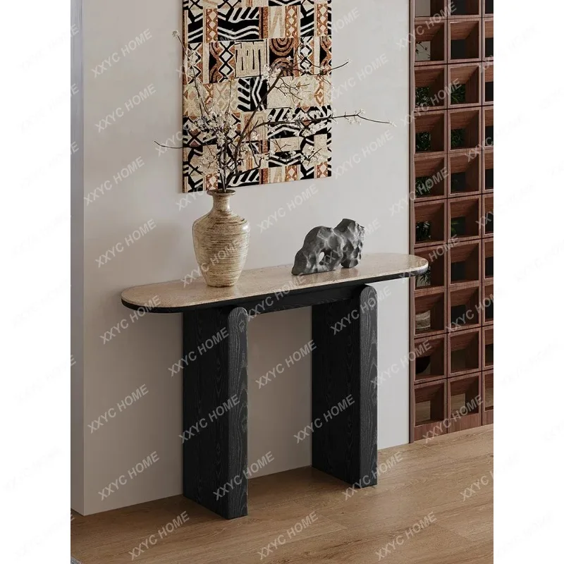 Retro, entrance table, living room, household marble end-view table, homestay corridor, long table, case table