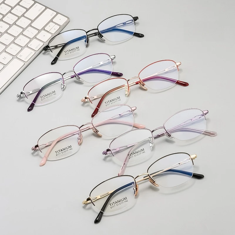 OLLYMURS موضة خفيفة عالية الجودة سبيكة نصف إطار نظارات النساء الرجعية وجه صغير النظارات الطبية البصرية الإطار