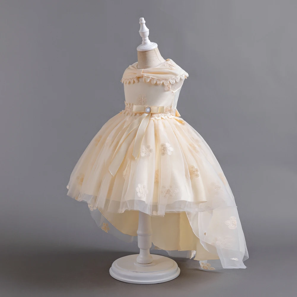 Girls' formal dress; ball gown with train; princess dress for runway show; piano performance outfit; party dress; evening dres