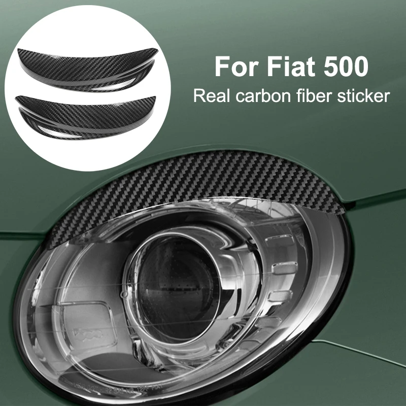 

For Fiat 500 Car Headlights Decorative Cover Sticker Real Carbon Fiber Exterior Modification Accessories