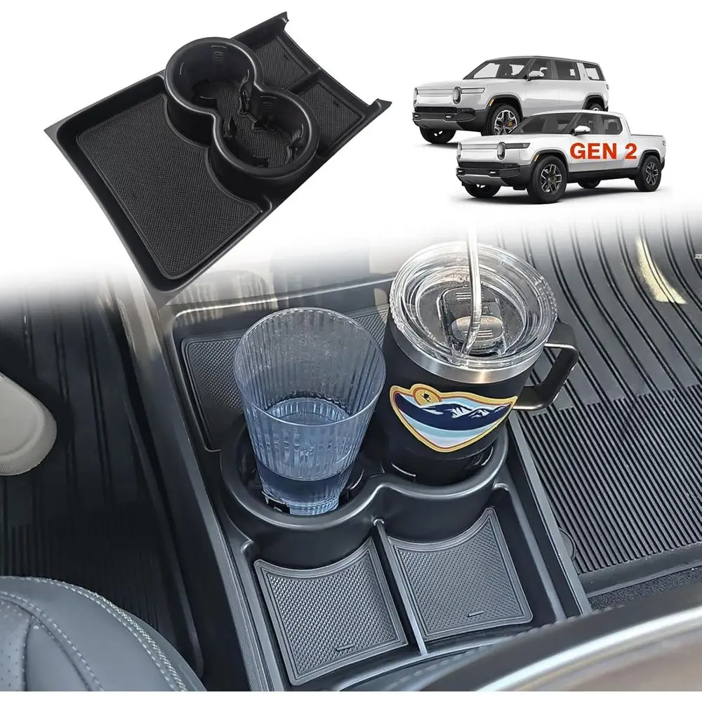 

Органайзер-лоток для нижней центральной консоли Gen 2, совместимый с Rivian R1T R1S 2026 2025 Gen 2, вмещает бутылку 32 унции, аксессуары для интерьера AB