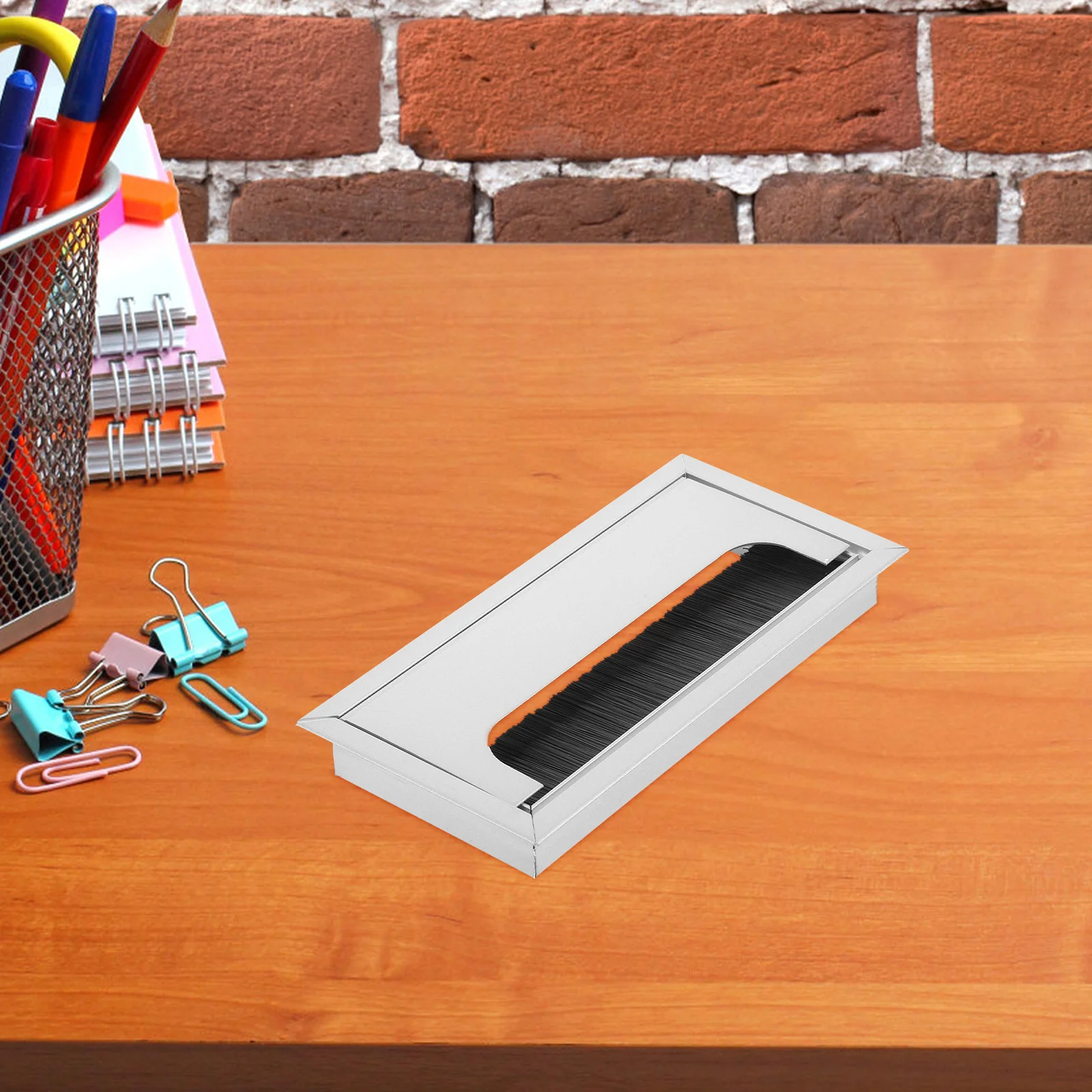 

Aluminum Alloy Cable Box Square Threading Hole Dustproof Desk Grommet For Wire Organizer Pc Table Cord Management Tools Box