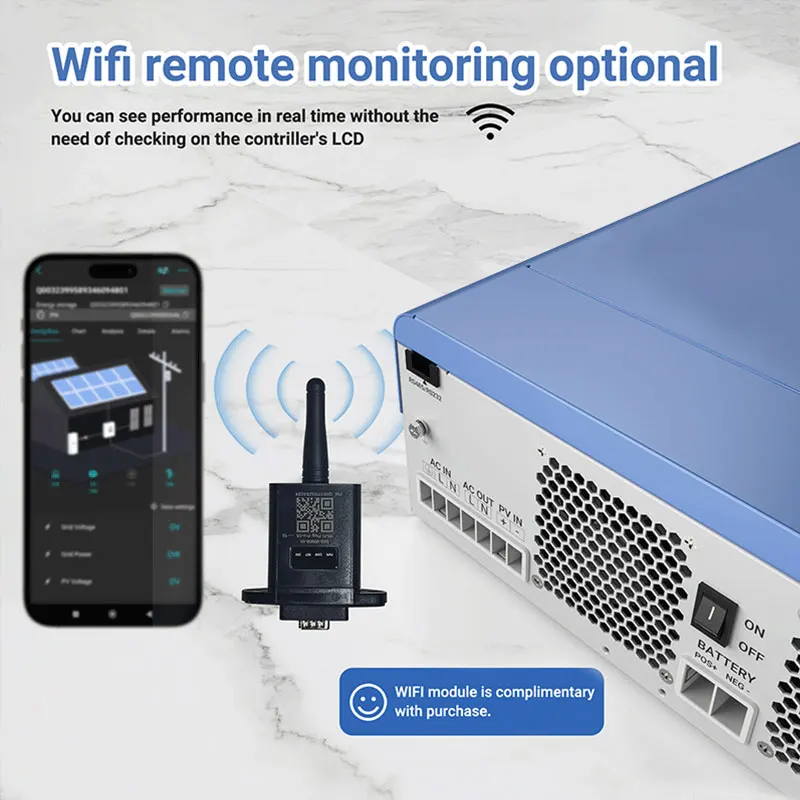 2000W HYBRID SOLAR INVERTER 12V 230VAC Off Grid PURE Sine WAVE MPPT 60A Solar Charger คอนโทรลเลอร์ WIFI