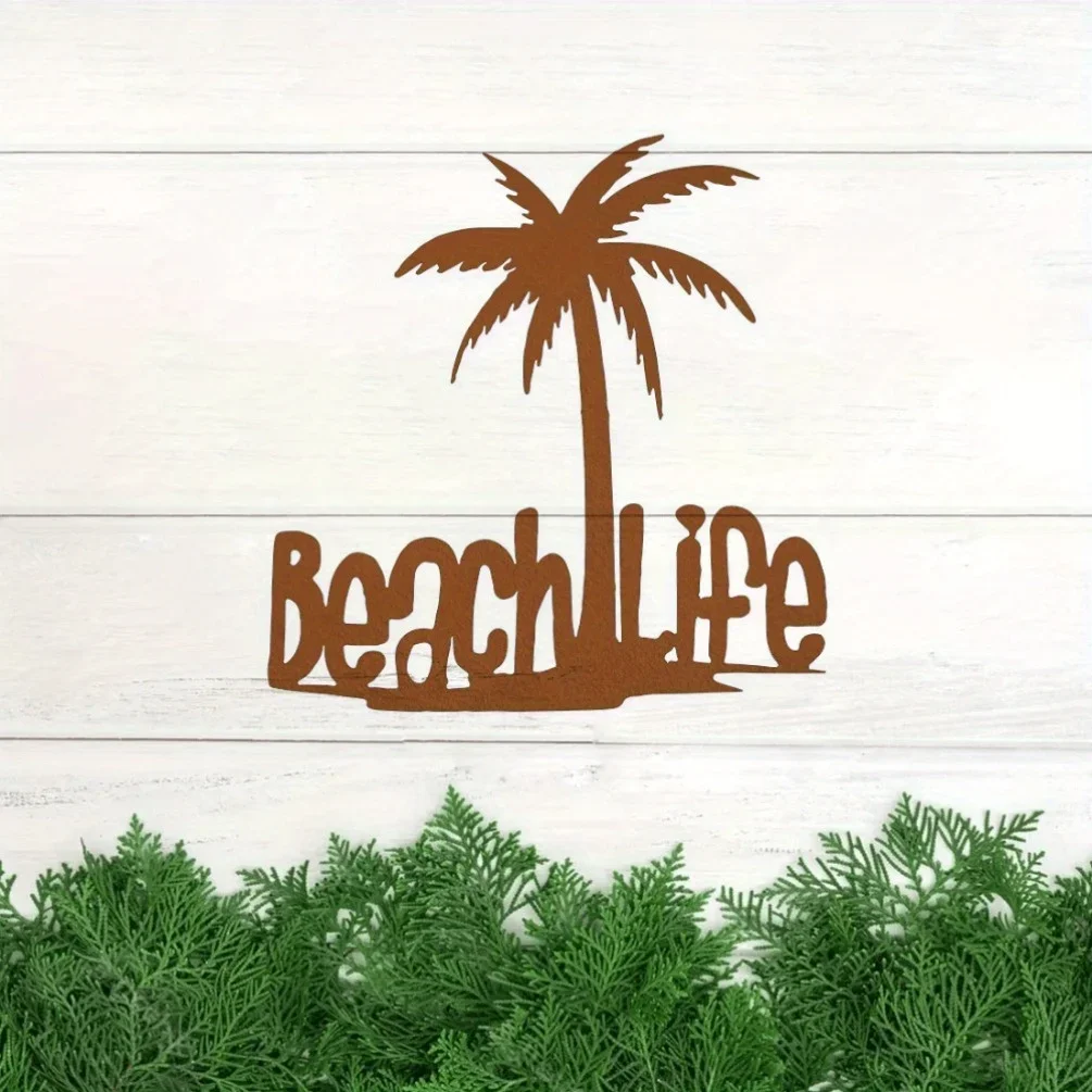 Palm Tree Metal Wall Art Iron Tropical Beach Cutout Hanging Mural Coastal Decor Gift