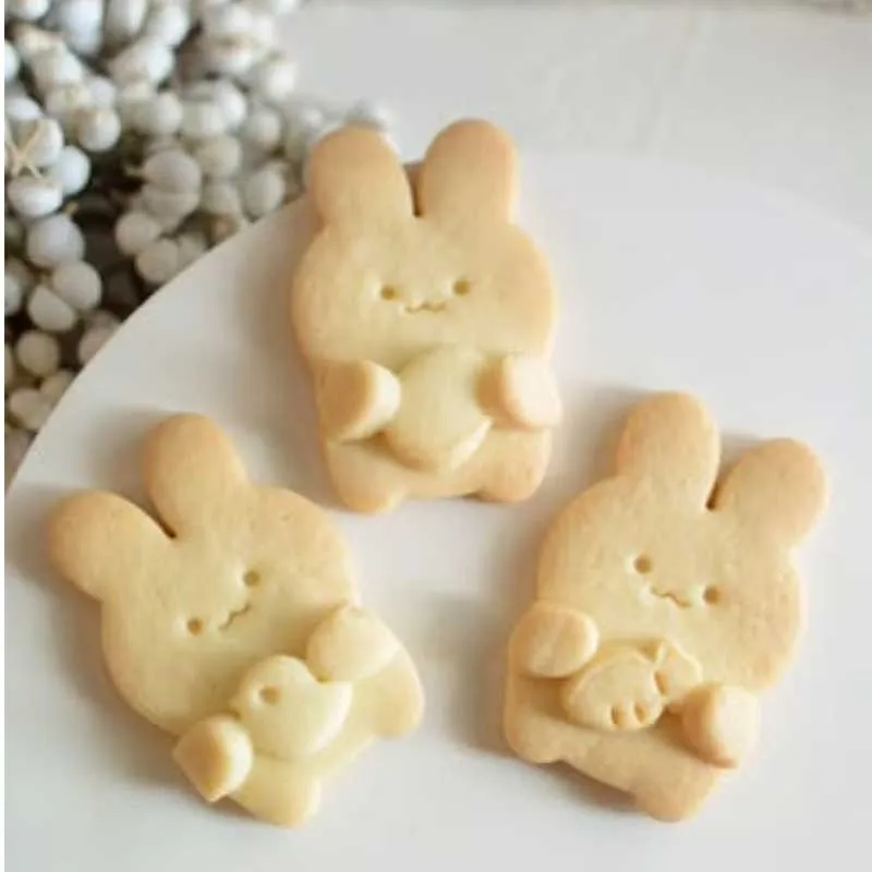 Pascua lindo conejo abrazo zanahoria cortador de galletas molde dibujos animados pollito perro galleta sello prensado a mano 3D glaseado galleta suministros de cocina