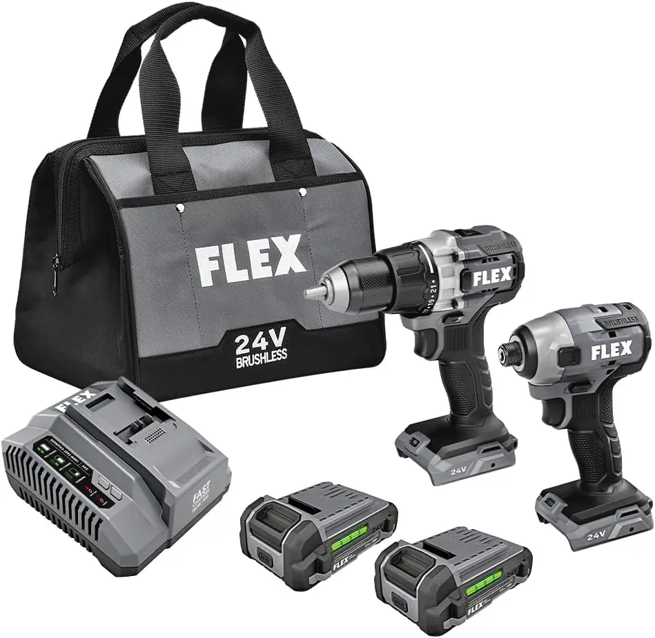 

24V Brushless Cordless 2-Tool Combo Kit: 1/2-Inch 2-Speed Drill Driver and 1/4-Inch Hex Impact Driver with (2) 2.5Ah Lithium Bat