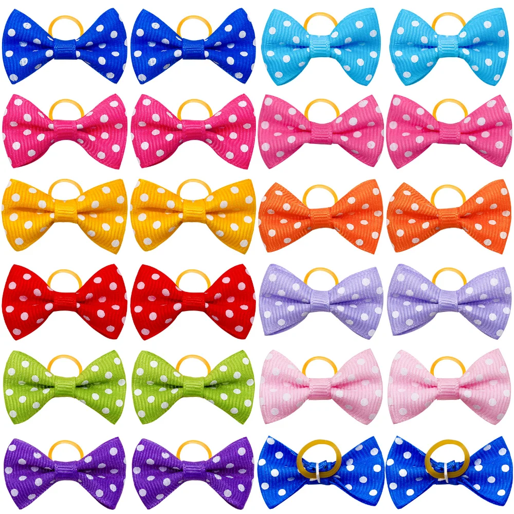 10/20/30pcs New Various partten Dog Hair Rubber Bands Polka Dots Pattern Style hairpins Pet Dog Hair pet grooming accessories