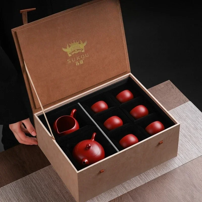 Yixing Raw Mine Dahongpao Zisha Pot Kung Fu Tea Set Household Handmade Teapot Holiday Gifts