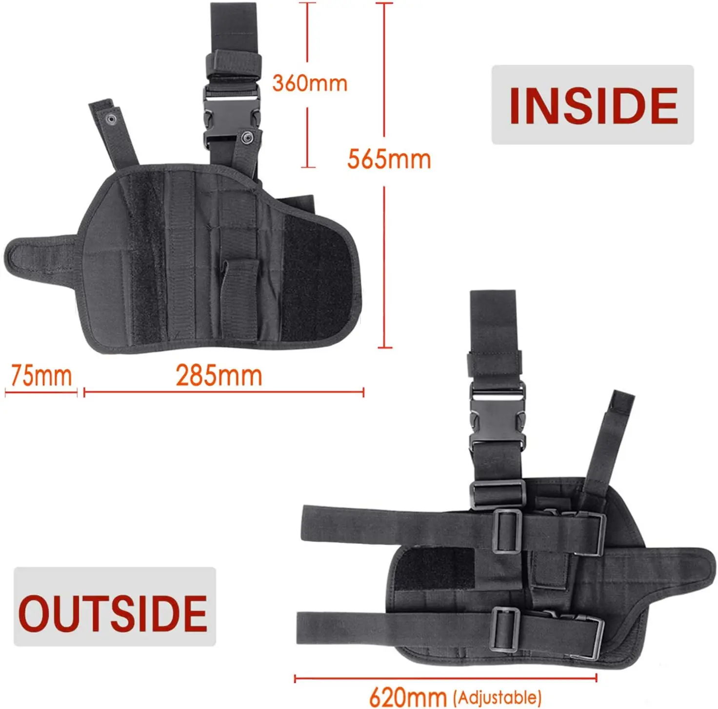 Linkes und rechtes Drop-Leg-Holster-Paar, verstellbares Nylon-Oberschenkelholster mit Utility-Taschen für Cosplay-Partys und Outdoor-Veranstaltungen – Detail 5