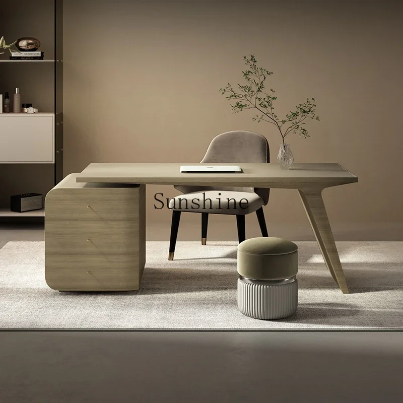 

Italian minimalist light luxury modern minimalist saddle leather study bedroom office computer desk