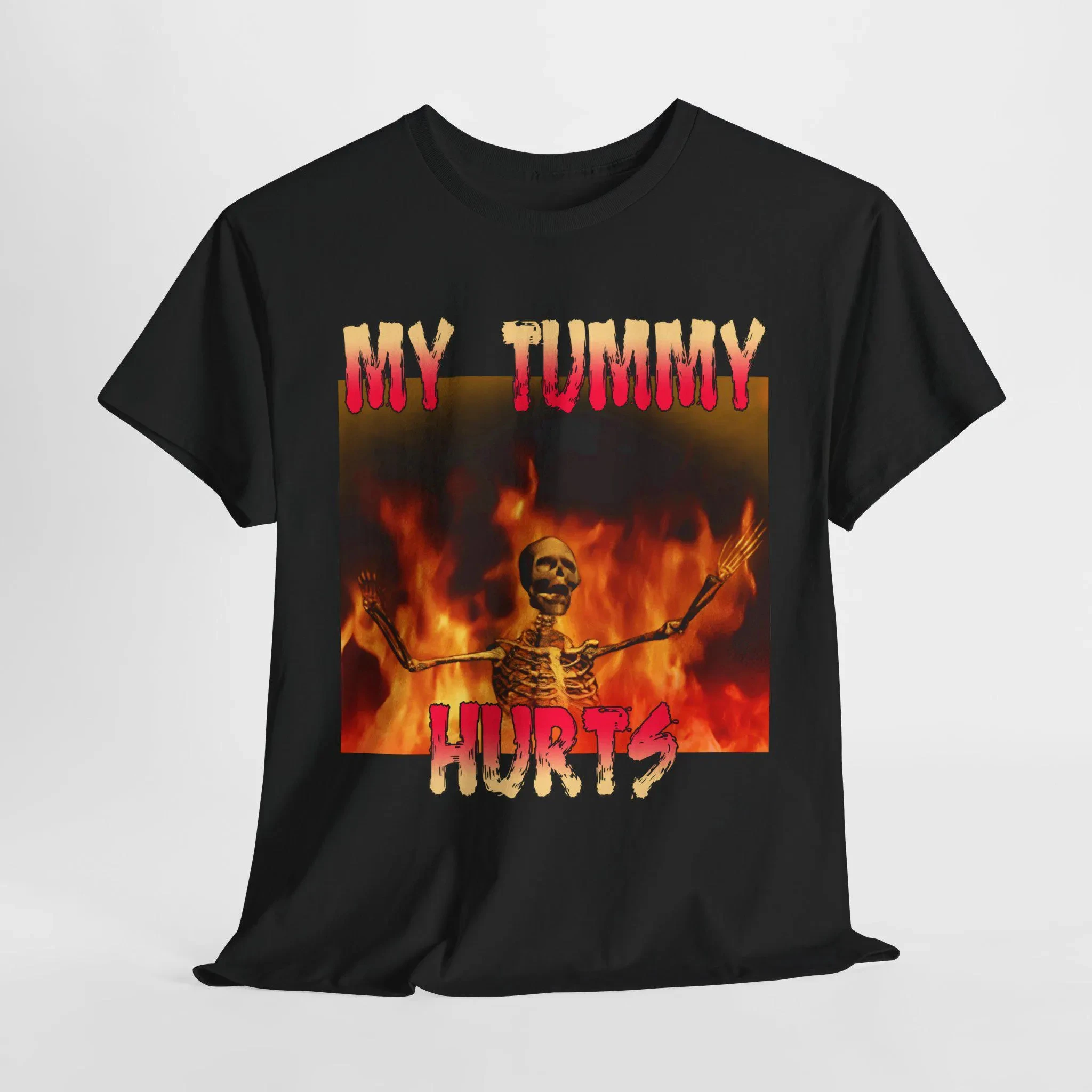 

Футболка My Tummy Hurts с забавным скелетом и мемом, мужская и женская хлопковая футболка с короткими рукавами, уличная рубашка в стиле ретро в стиле хип-хоп Y2k, мужская одежда