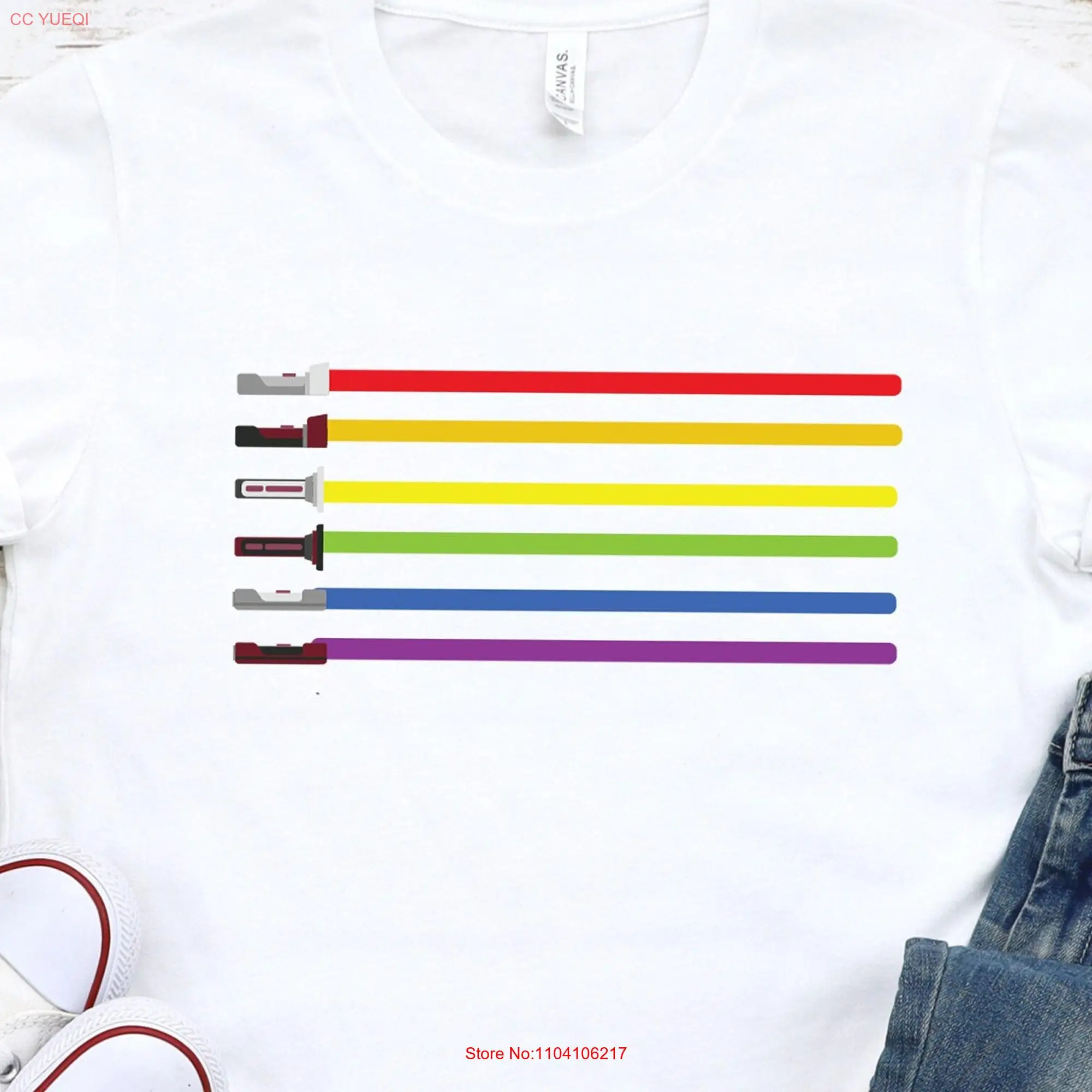 Pride Lightsabers T Shirt Flag Lightsaber Lesbian Gay LgbT  long or short sleeves