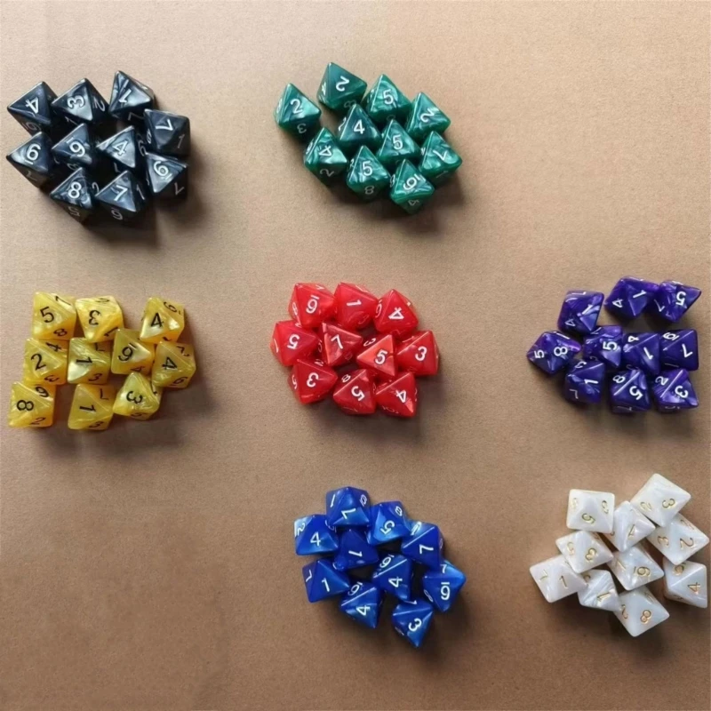 10Pcs 8-Sided Polyhedral Dices Acrylic Game Dices Marble Pattern Table Game Dices Suitable for Role Playing Game E56D