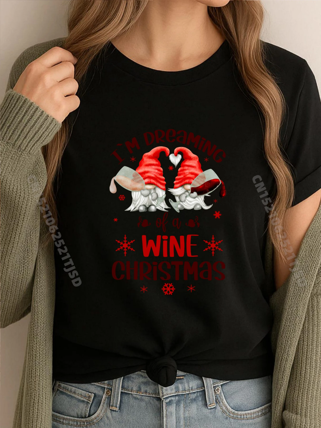 Funny Gnomes For Wine Lover I`M Dreaming Of A Wine Christmas Luxury T Shirt Camisetas De Hombre Slogan