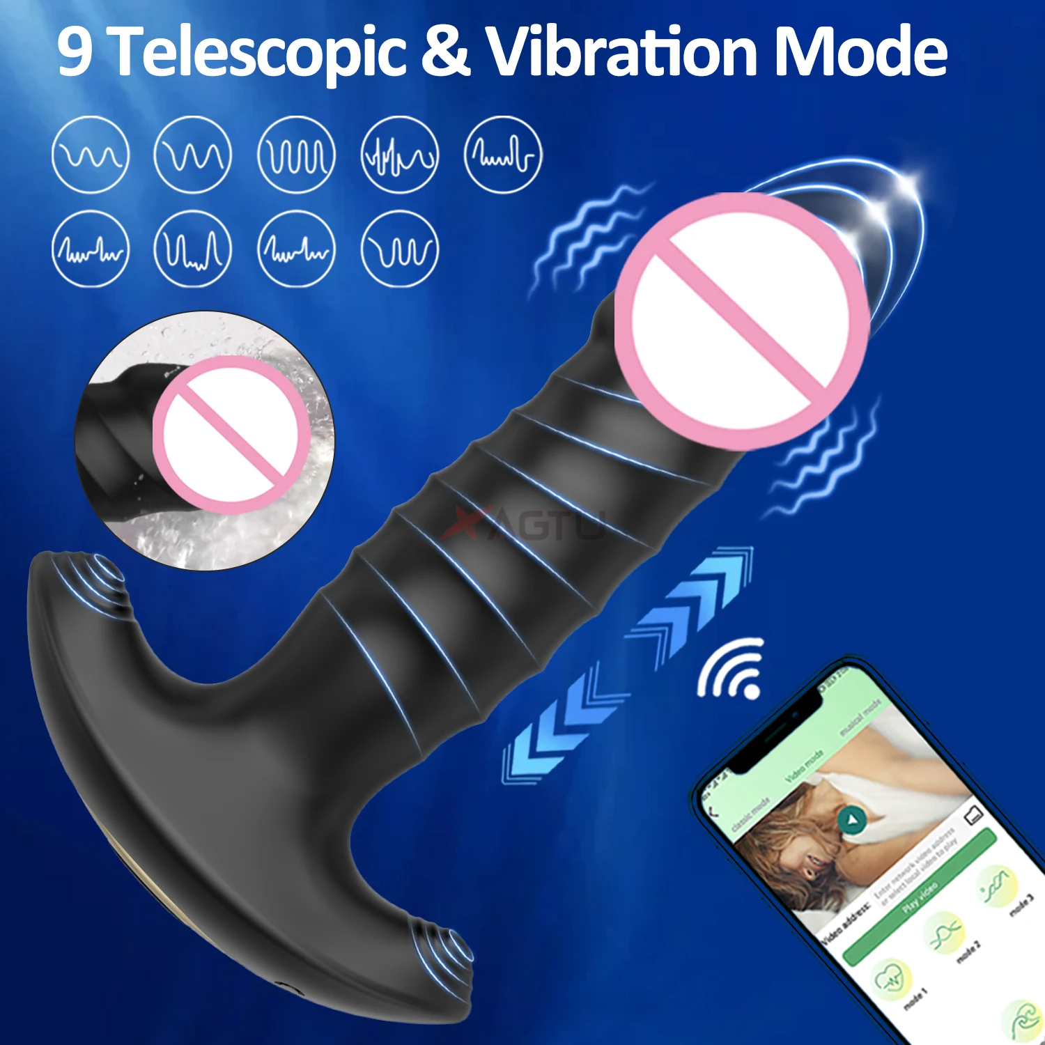 APP التحكم التوجه المكونات الشرج هزاز ذكر جهاز تدليك للبروستاتا تلسكوبي تهتز بعقب ألعاب جنسية للنساء الرجال