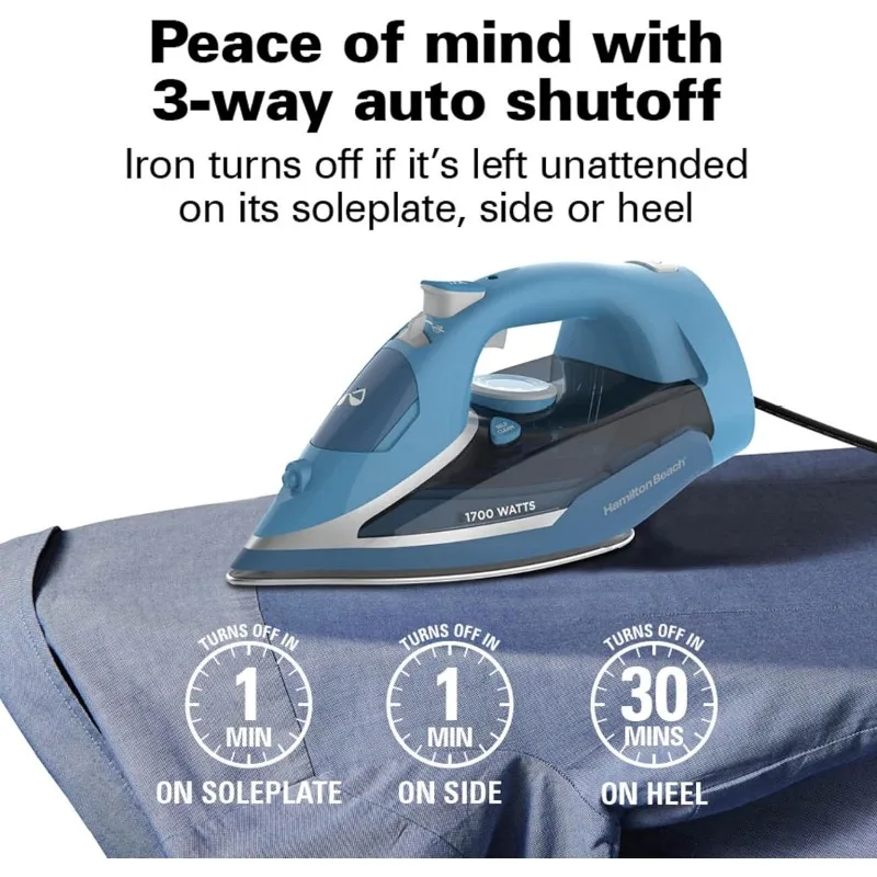 Steam Iron Steamer with Durable Stainless Steel Soleplate, Ultra-Fast Heat, 8’ Retractable Cord, Auto Shutoff, 350 ml Water Tank